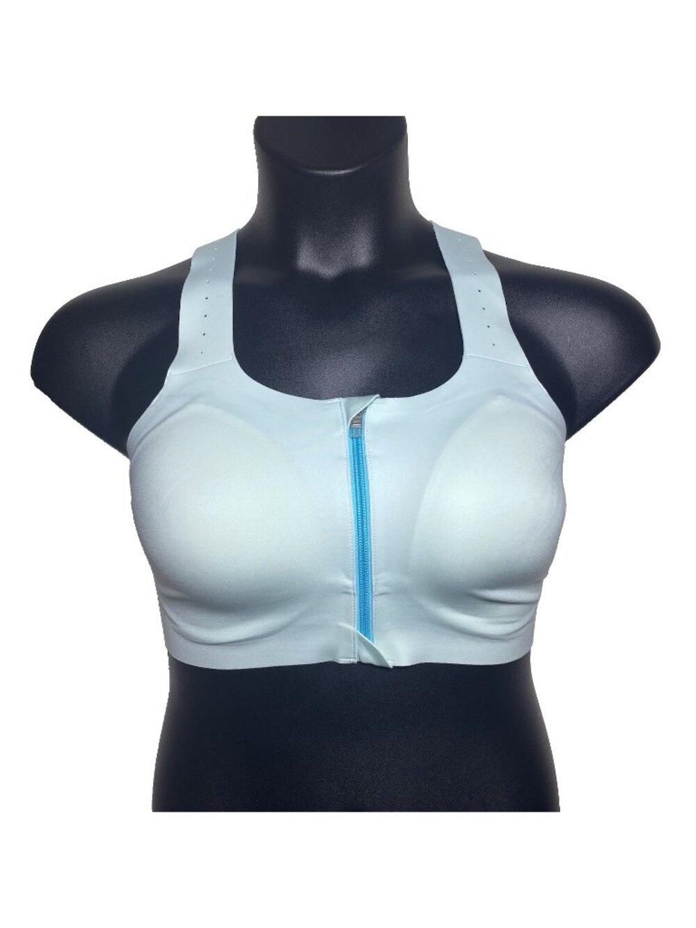 Brooks 30DD/E Dare Zip Front Run Bra 2.0 Ice Blue Vivid Teal Molded Sports Bra